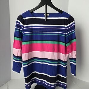 Talbots Shirt Cotton Crewneck Tee Striped 3/4 Sleeve Size S
